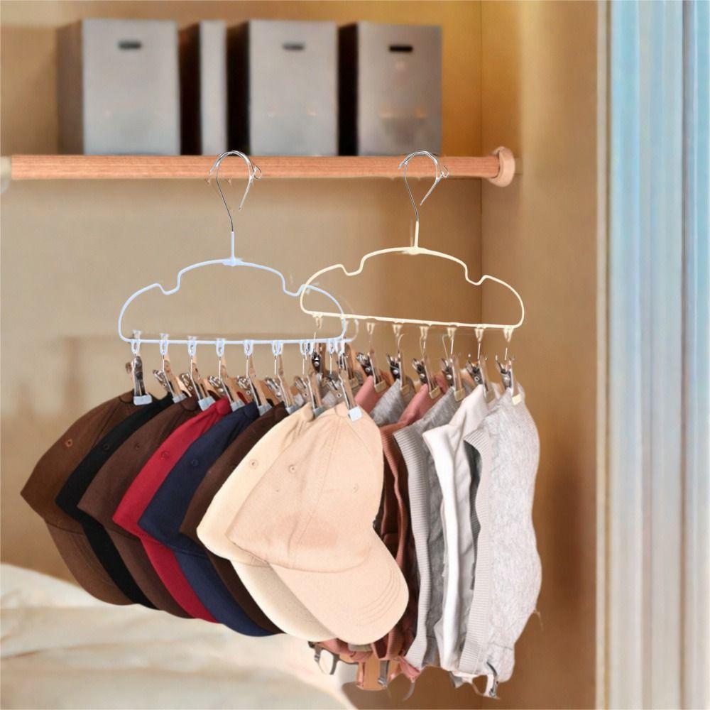 5Pcs Non-slip Clothes Hanger with 8 Clips Windproof Sock Hangers Clothes Drying Rack  Closet Storage