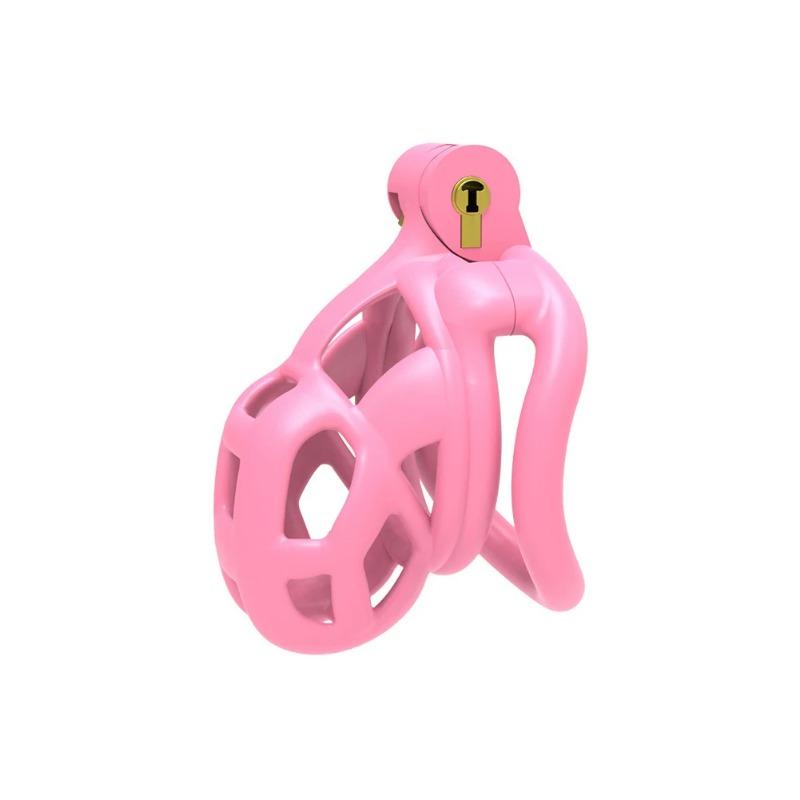 New Pink Male Chastity Cage Lock Cock Device Kit With 4 Arc Penis Rings Sex Toys For Men Gay Scrotum Adult Games Sex Shop 18+