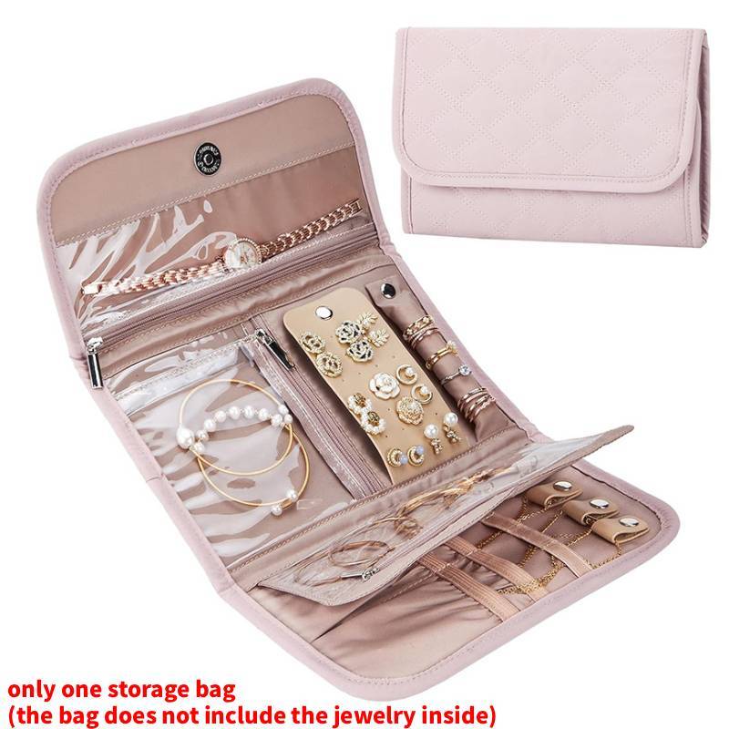 Jewelry Organizer Bag With Foldable Design For Travel And Gift Use