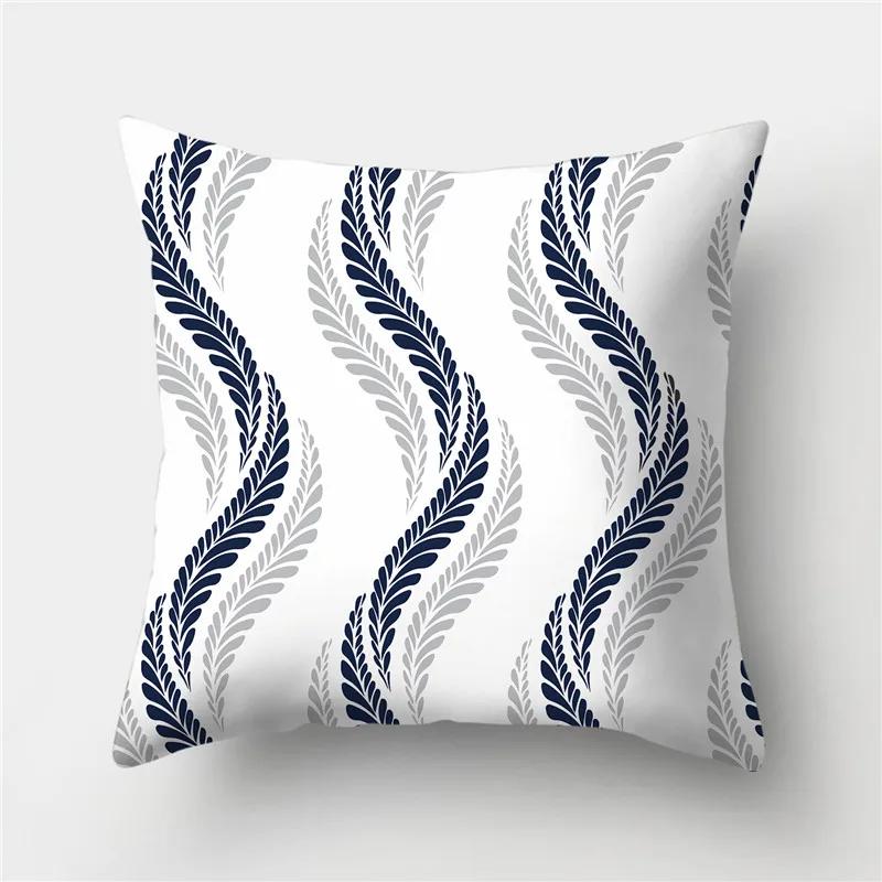 Sofa Cushion Pillow Home Decor Pillowcase Geometric  Cover Blue Grey  Decoration