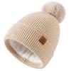 Knitted hat women's winter double-layer velvet warm riding ear protection knitted hat casual versatile windproof