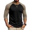 Men's T-Shirts Long Sleeve O-Neck Pactwork Casual Spring Autumn Tees Tops Fashion Mens Clothing