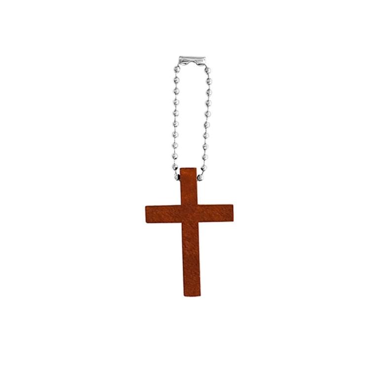 Pack of 100pcs Wooden Crucifix Charm On Delicate Beaded Chain Versatile Jewelry For Keychain or Bag Decoration