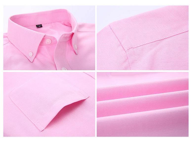 Pánská jednobarevná košile Oxford s krátkým rukávem na jaro a léto