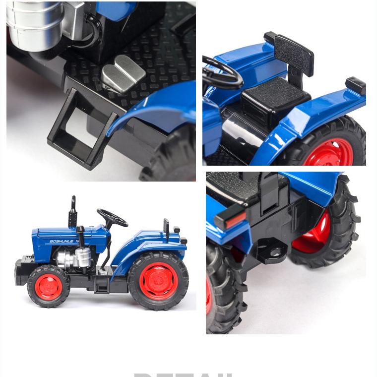 1/32 Scale Farm Tractor Car Model, Diecast Alloy Metal Vehicle with Sound and Light, Pull Back Gift Toys for Children