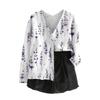 Women's V Neck Top Printing Thickened Plush Cashmere Warm Long Top