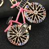 Keychain Pendant Sparkling Rhinestones Bicycle Design Zinc Alloy Key Chain with Lobster Clasp Electroplated Key Holder Backpack Car Accessory