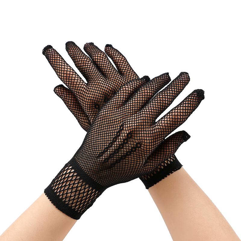 1 Pair  Sale Fishnet Mesh Glove  Women Lady Girl Glove Protection Lace Elegant Lady Style Gloves Black And White