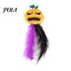 Cat Anxiety Relief Toy Halloween Pumpkin Toy, Squeaky Stuffed Chew Soft Plush with Feathers for Indoor Cats Self-entertainment