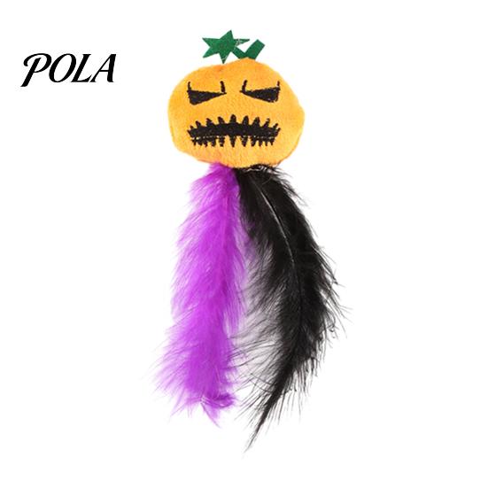 Cat Anxiety Relief Toy Halloween Pumpkin Toy, Squeaky Stuffed Chew Soft Plush with Feathers for Indoor Cats Self-entertainment