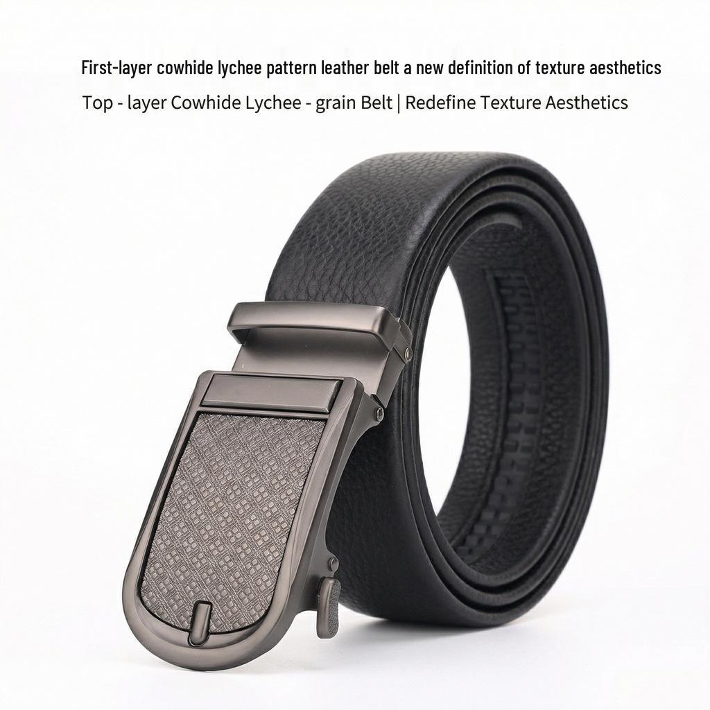 Men's Genuine Leather Automatic Buckle Belt - High-End Business & Casual Style