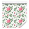 Wallpaper Flowers White, Green and Light Gray for the Living Room and Bedroom 50x1000