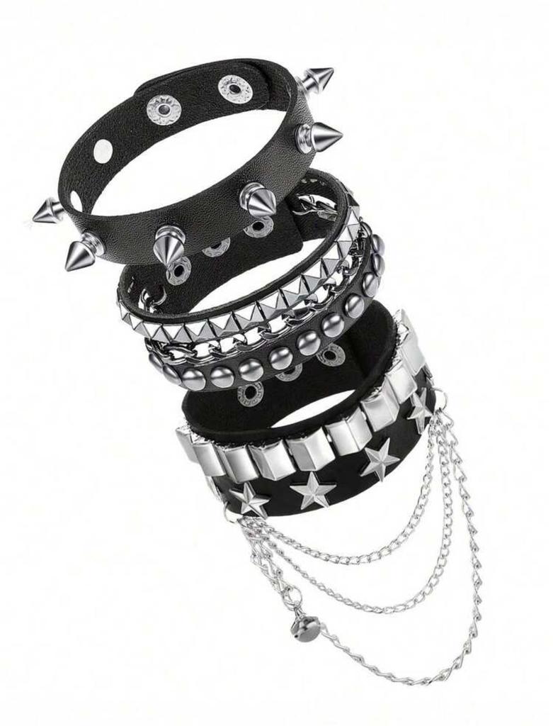 Cross-Border Motorcycle Punk Leather Rivet Bracelet: Chain, Street Dance Style