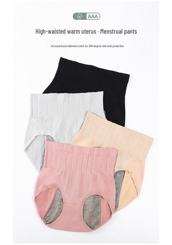 High-Waisted Women's Period Underwear - Tummy Control, Leak-Proof, Antibacterial Plus Size Seamless Panties.