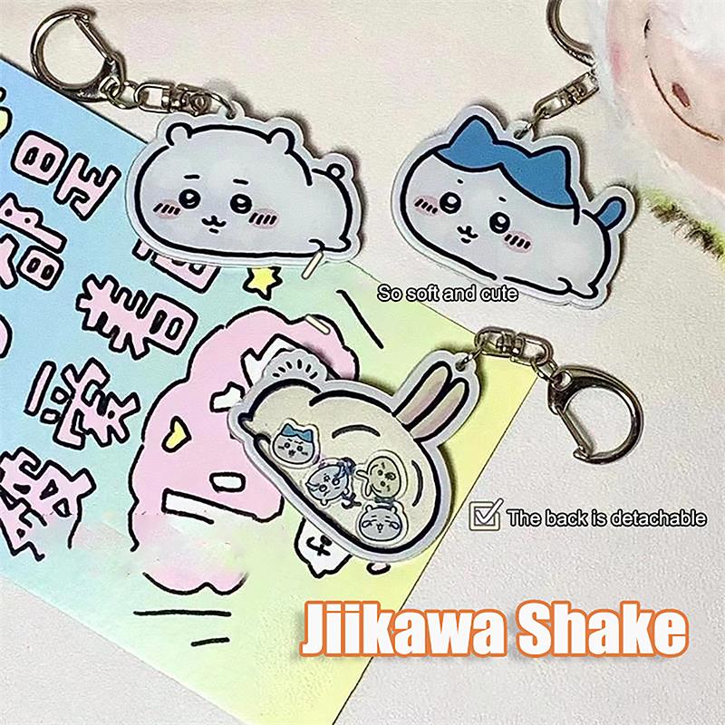 Funny Cute Cartoon Chiikawa Hachiware Usagi Acrylic Shaking Keychain Pendant Bag Ornaments Creative Toys Couple Accessories Gift