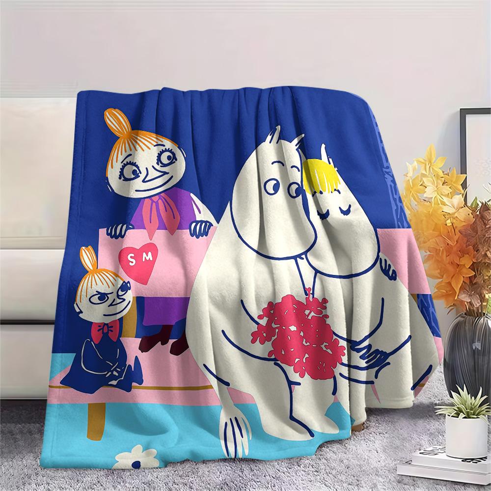 Moomin3 Flannel Blanket, High quality Comfortable for All Seasons, Home Decor, Warmth and Comfort