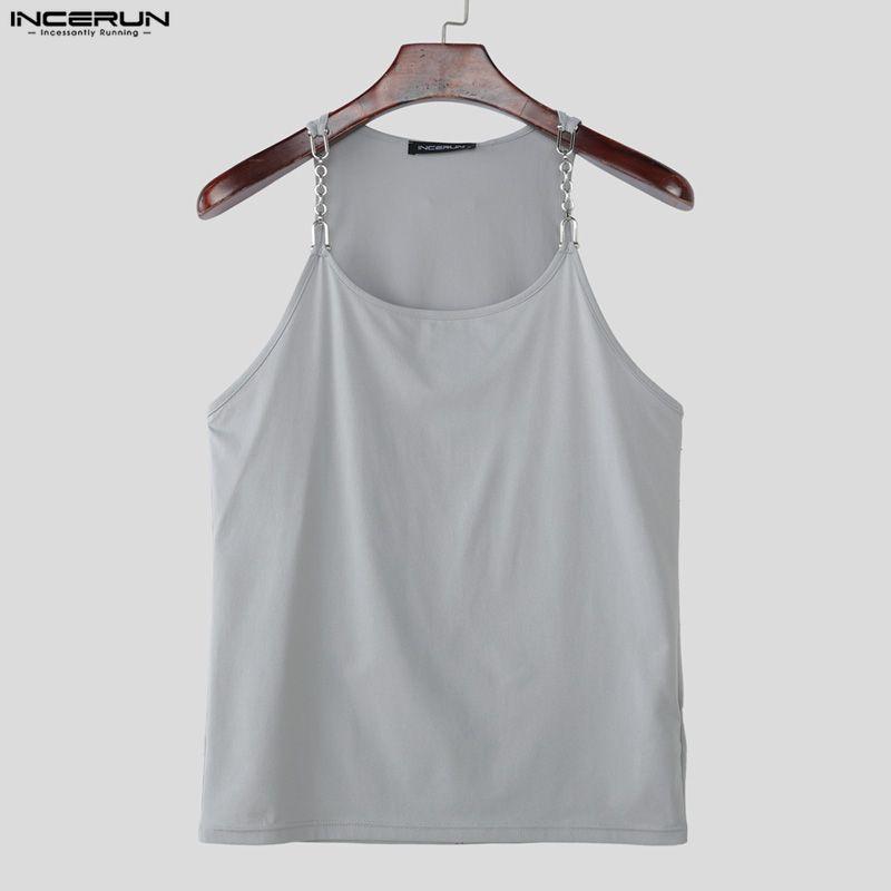INCERUN Summer Men Strap Sleeveless Casual Loose Tank Tops Vest