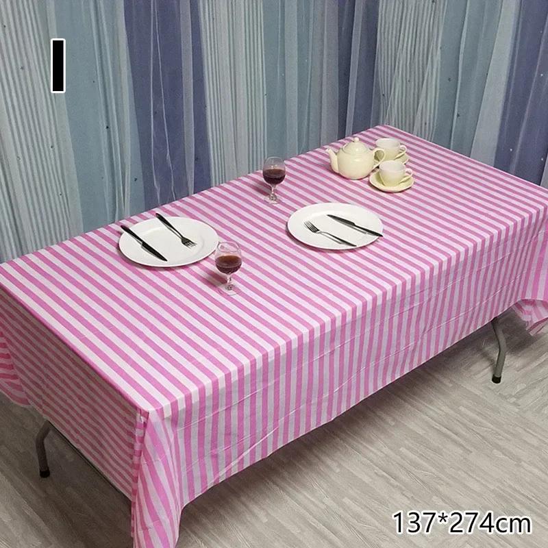 137*274Cm Disposable Tablecloth Plaid Stripe Wave Pattern Plastic Waterproof Oil-Proof Table Cover Christmas Party Picnic Mats