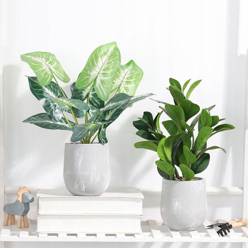 Artificial Plant Flower In A Pot For Home Office Realistic 40Cm Alocasia