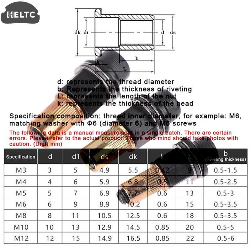 11Pcs/set Carbon Steel M3 M4 M5 M6 M8 M10 M12 Hand Manual Riveter Nut Adapter Tool For Home Renovations And Auto Repair