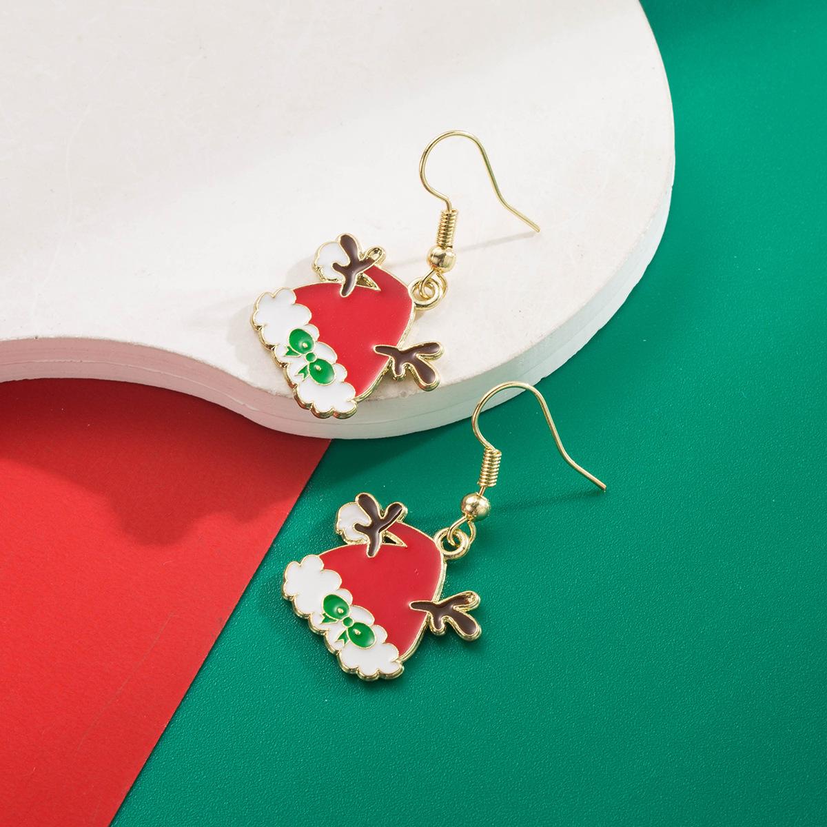 

New Christmas Element Earrings Alloy Dripping Garland Santa Claus Christmas Tree Ear Hook Asymmetric Earrings Female Christmas Hat