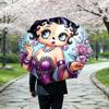 1pc Sturdy 8-Bone Auto Umbrella, Betty Boop Umbrella, Digital Printed, Foldable Umbrella for On-the-Go Outdoor Use