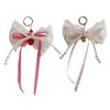 Lovely Ribbon Pearls Bowknot Keychain Fashion Statement Key Holder Stylish Purse Embellishment for Various Occasion