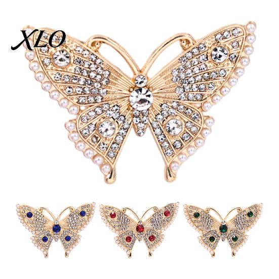 Metal Butterfly Pins Women Rhinestone Brooch Pin, Vintage Insect Alloy Badge Pin Jewelry Accessories for Daily Wear Wedding Party Prom Shaped