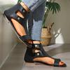 Fashion Shoes for Women 2025 Brand Back Zipper Women's Sandals Fashion  Plus Size Rivet Casual Open Toe Soft Bottom Light Flat Sandals
