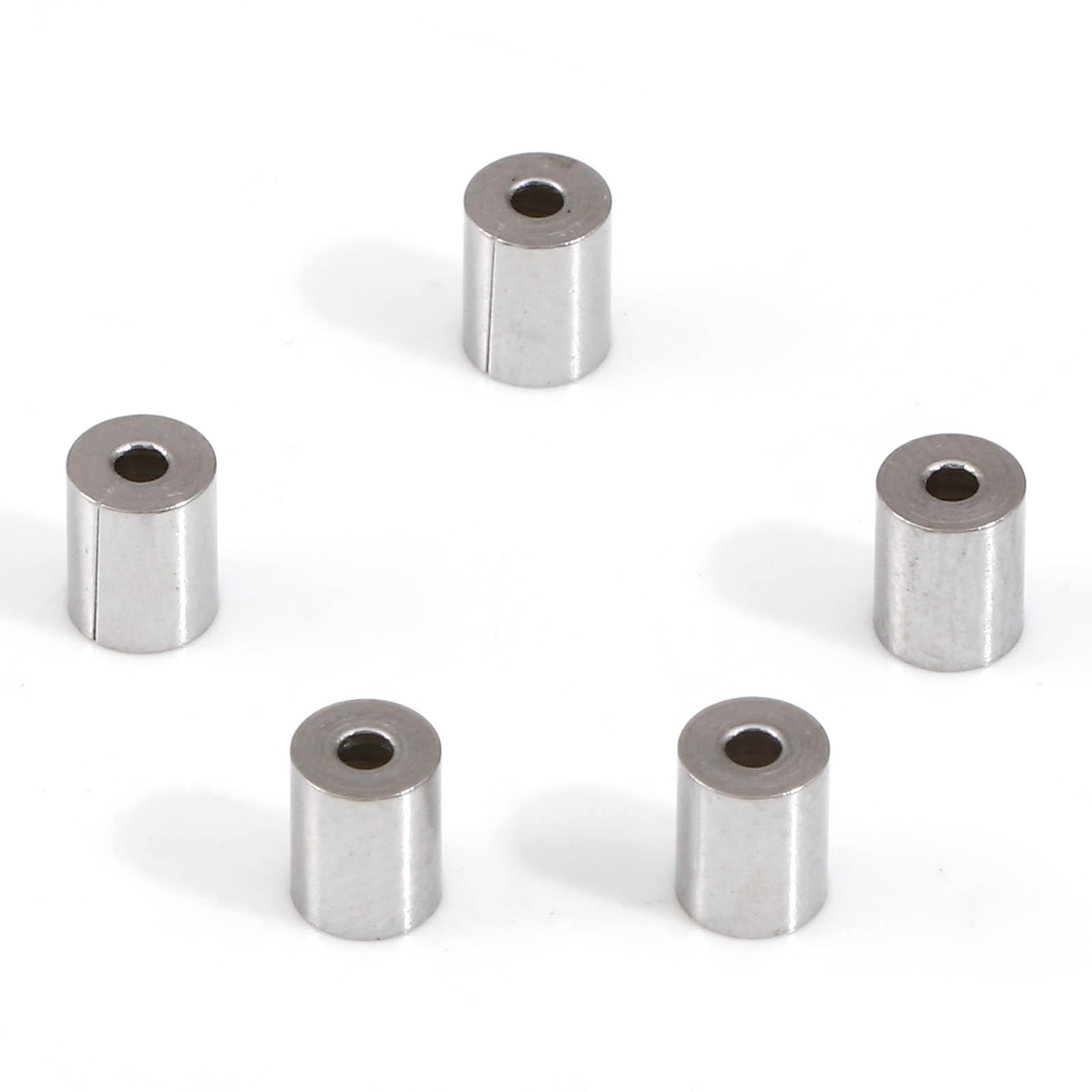 

10PCs 304 Stainless Steel Cord End Caps For Necklace Bracelet Jewelry Making Cylinderl Leather Cord End Crimp Bead Diy Supplies 6x5mm fit 4.5mm rope