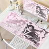 Alfombrilla de Ratón para PC Gaming de Chicas Kawaii Anime Rosa Accesorios de Escritorio para PC Alfombrillas Extendidas Antideslizantes para Teclado de Jugador Grande Alfombrilla de E-Sports