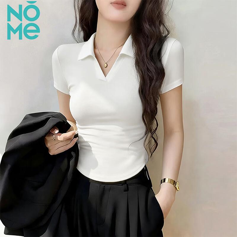 NOM Women s Polo V-Neck Slim Fit Short Sleeve T-Shirt S