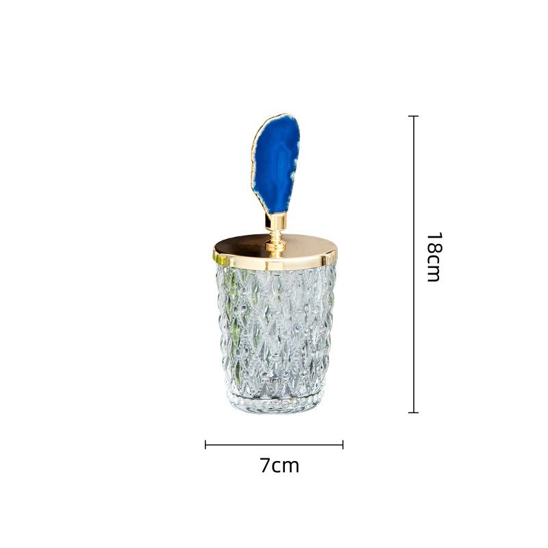 

Glass Candy Jars Blue Agate Storage Jars Tea Can Kitchen Storage Crystal Jar Natural Agate Tank Glass Container Canister