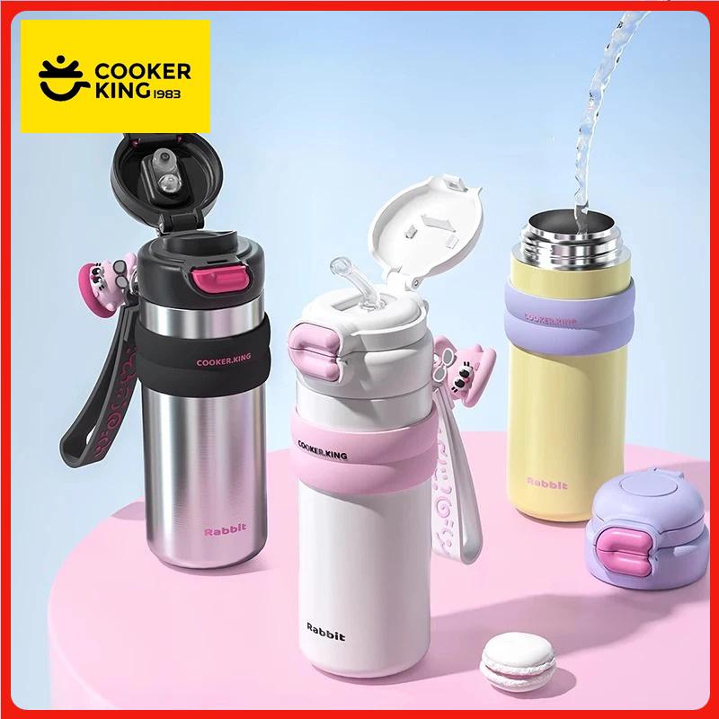 COOKER KinG 500ML Insulated Vacuum Flasks Stainless Steel Straw Cup for Children Leak-Proof Thermal Flask Travel Water Bottle