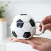 Novelty 3D Soccer Ball Ceramic Mug With Lid Black White Football Shaped Coffee Cup Sports Fan Gift For Men Desktop Decor Water Cup