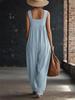 2026 European Spring/Summer Casual Women's Jumpsuit with Pockets - Comfortable, Loose, Solid Color & Strappy Design