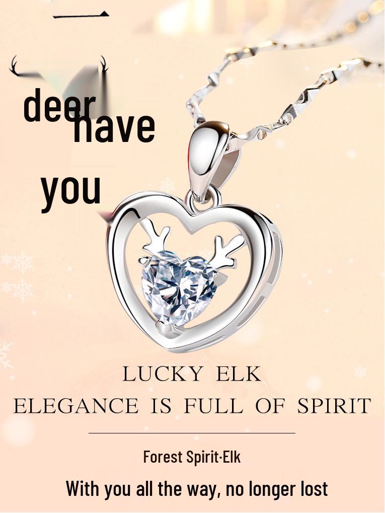 Trendy 925 Sterling Silver Deer Pendant Necklace - Perfect Christmas/Birthday Gift for Women