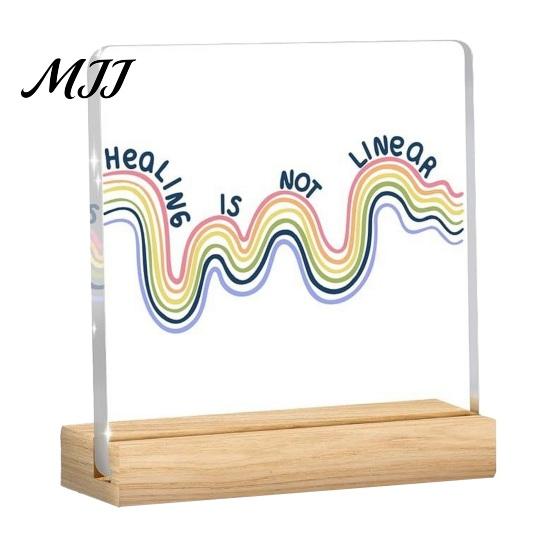 Desktop Spiritual Support Motivational Mental Health Decoration, Acrylic Sign with Wooden Stand, Quote Office Desk Decor, Inspirational Table Ornament