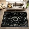 Bohemian Celestial Print Rug, Black & Beige Snake & Star Non-Slip Floor Mat for Living Room Bedroom Witchy Home Decor Carpet