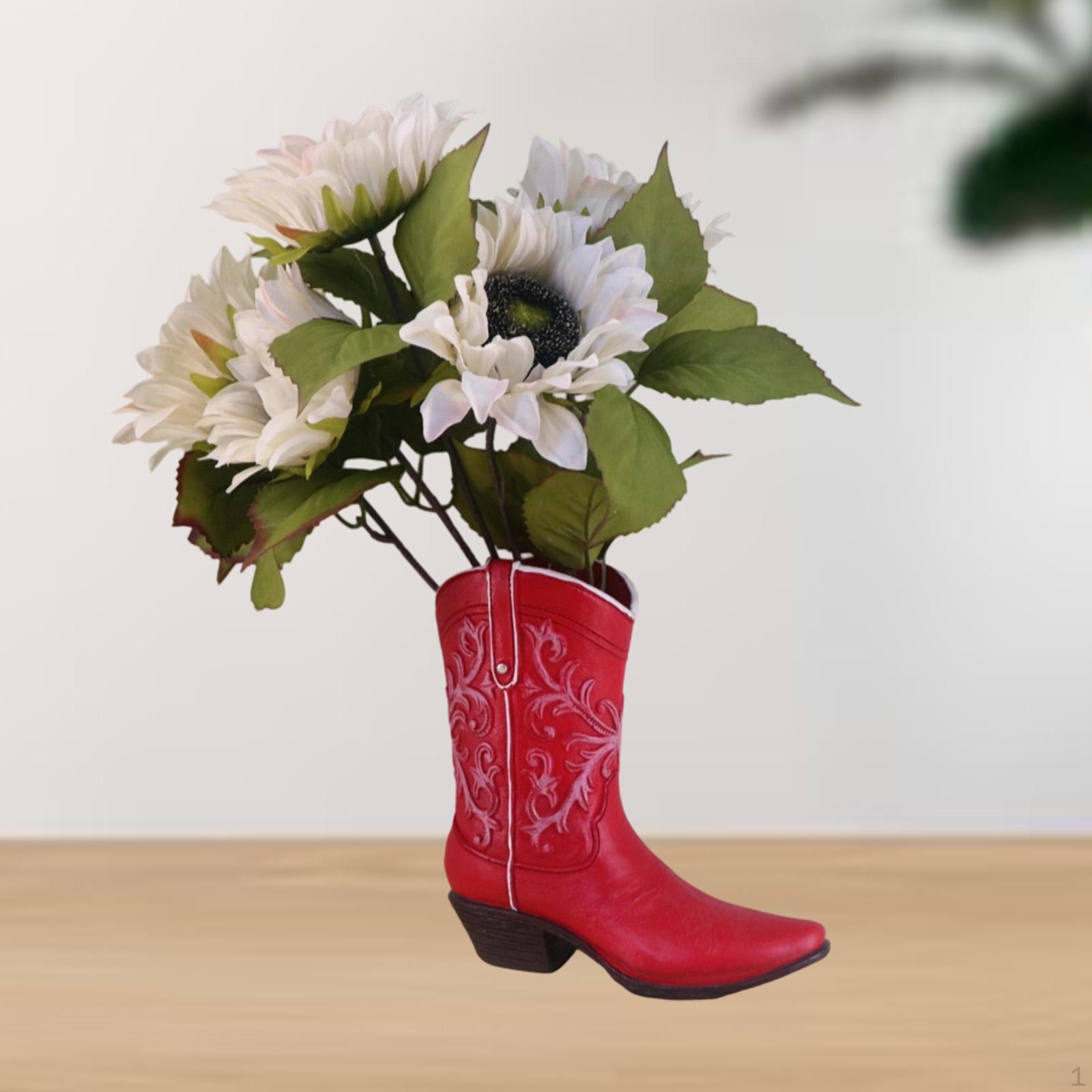 

Boot-Shaped Resin Vase for Floral Displays Home Accent Dining Table красный