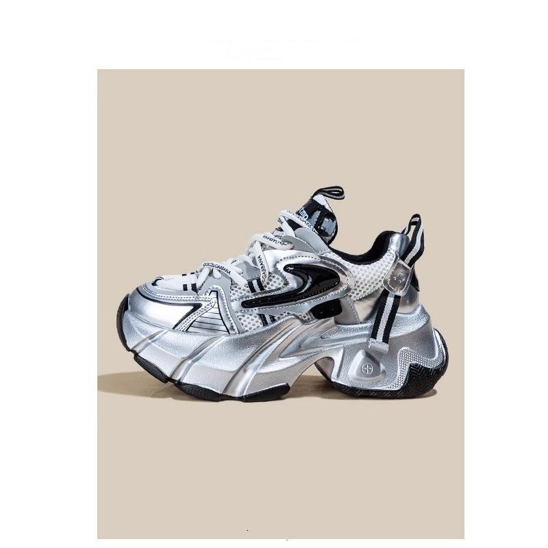 Pantofi Retro Argintii Tata Primavara Noua Platforma Creste Inaltime Brant Pantofi Dama Pantofi Casual