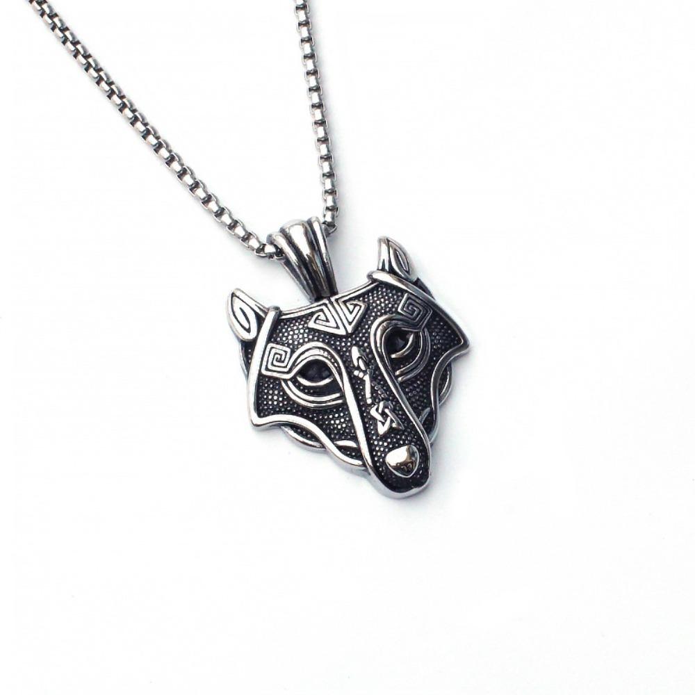 Vintage Viking Iron Triangle Shield Titanium Steel Pendant Necklace for Men