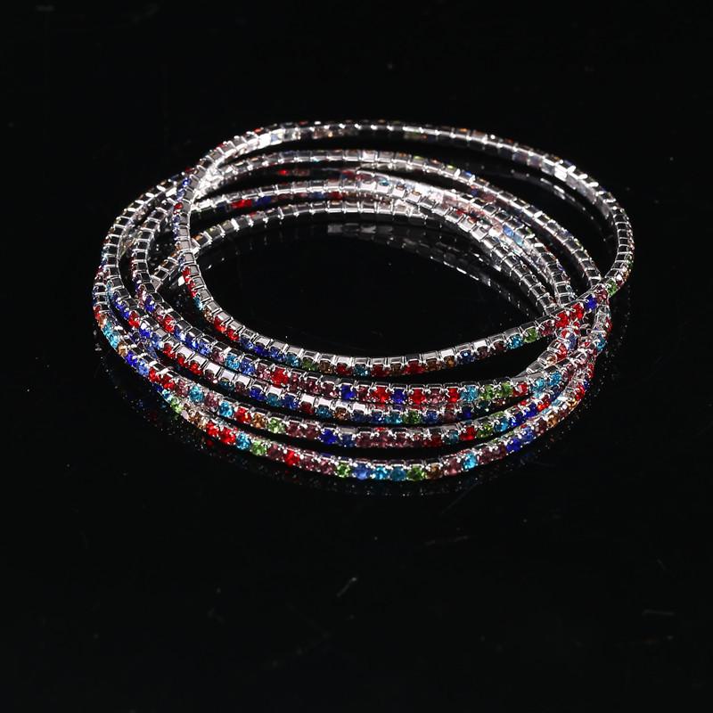 Diamond Elastic Bracelet Color Zircon Rhinestone Claw Chain Crystal Bracelet Gemstone Full Diamond Jewelry