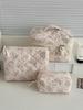 Portable Large-Capacity Pink Quilted Diamond Pattern Makeup Bag