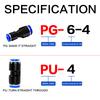 PE PG PY PW Air Connectors 4 6 8 10 12mm Pneumatic Fitting Quick Connect Tee 3Way Plastic Pipe Water Hose Tube Connector