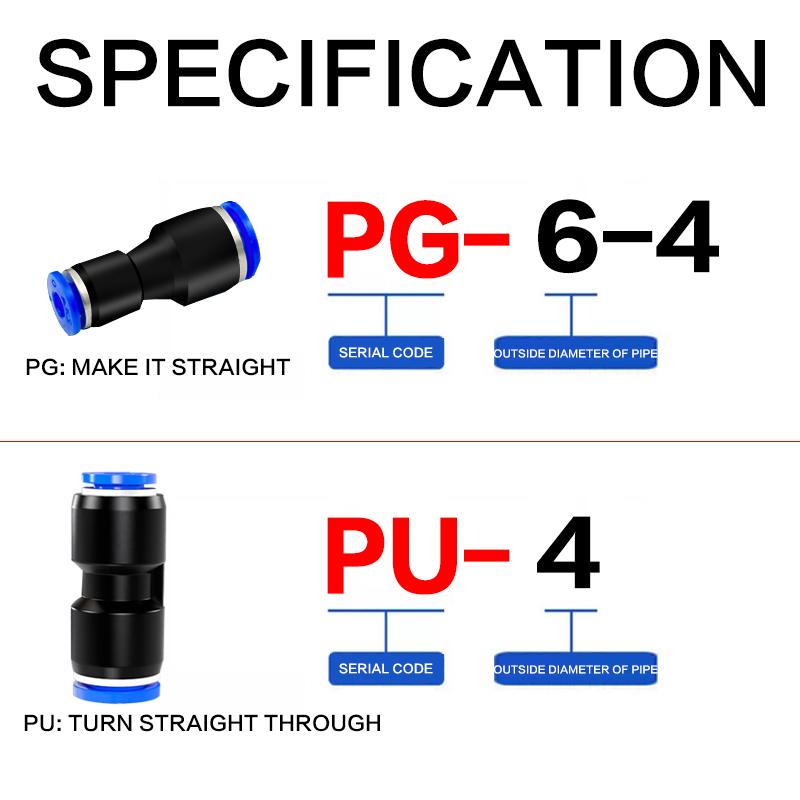 PE PG PY PW Air Connectors 4 6 8 10 12mm Pneumatic Fitting Quick Connect Tee 3Way Plastic Pipe Water Hose Tube Connector