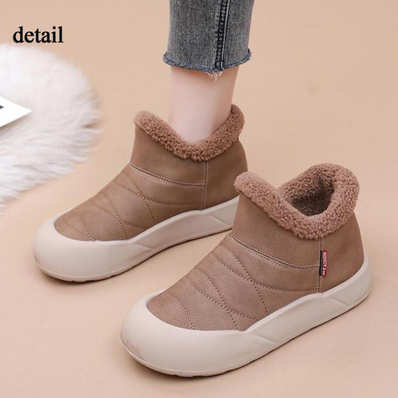 Ladies Winter Platform Snow Boots Anti Slip Warm Faux Fur Lining Ankle Booties Casual PU Leather Comfortable Fuzzy Walking Short Boots