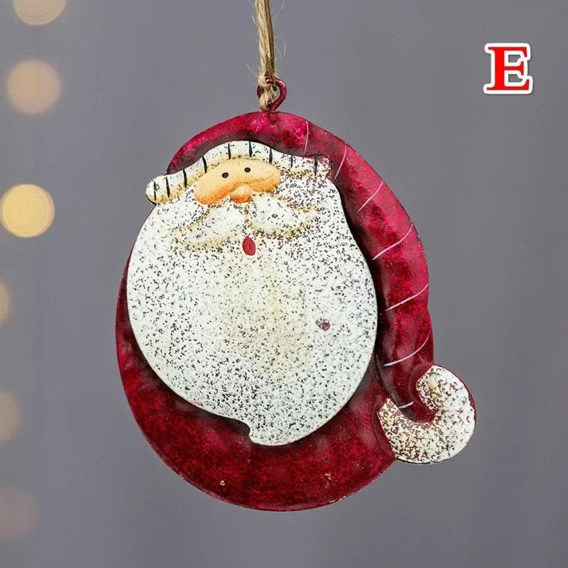 Christmas Style Wrought Iron Pendant Santa Claus Snowman Ornament Christmas Tree Fashion Accessories Home Party Decoration