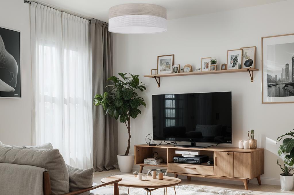 Wood Plexi Ceiling Lamp White 40Cm Bleached Oak