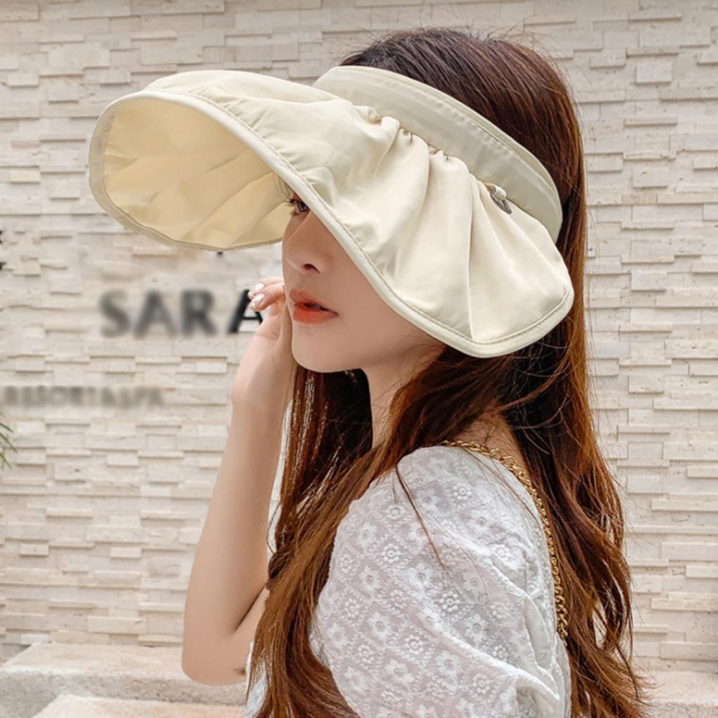 Two-way roll-up hairband sun cap wide-brimmed round hat